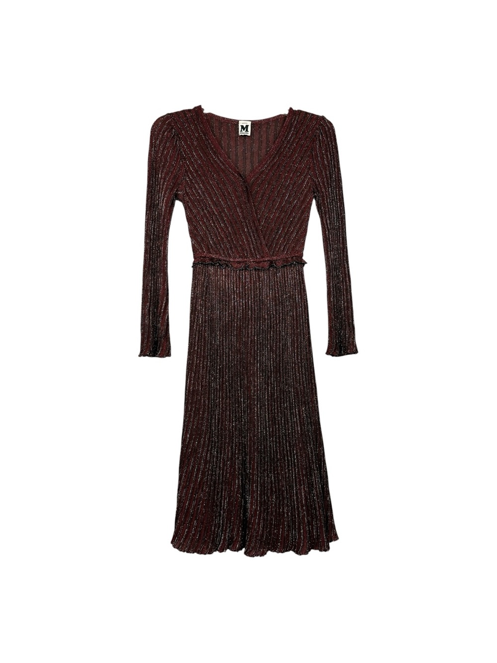Missoni Metallic Ribbed V Neck Long Sleeve Dress - Picture 2 of 8